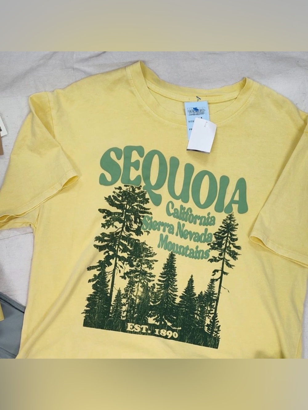 Cotton On Sequoia California Sierra Nevada Mountains Yellow Graphic Crop Tee L